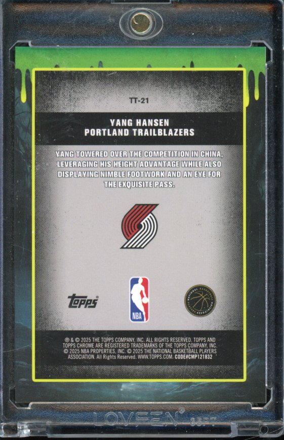 2025-26 Topps Chrome Yang Hansen Tall Tales Black Rookie /10