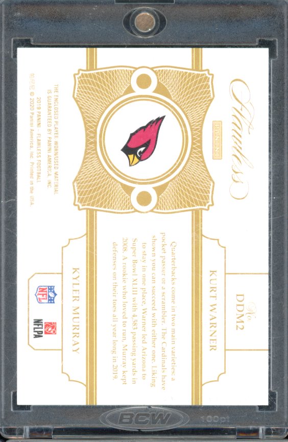 2019 Flawless Kurt Warner Kyler Murray Rookie Dual Patch /25