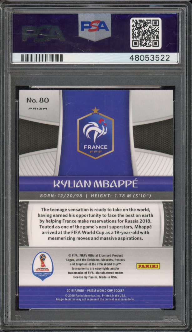 2018 Prizm WC Kylian Mbappe Black Gold Wave PSA 9