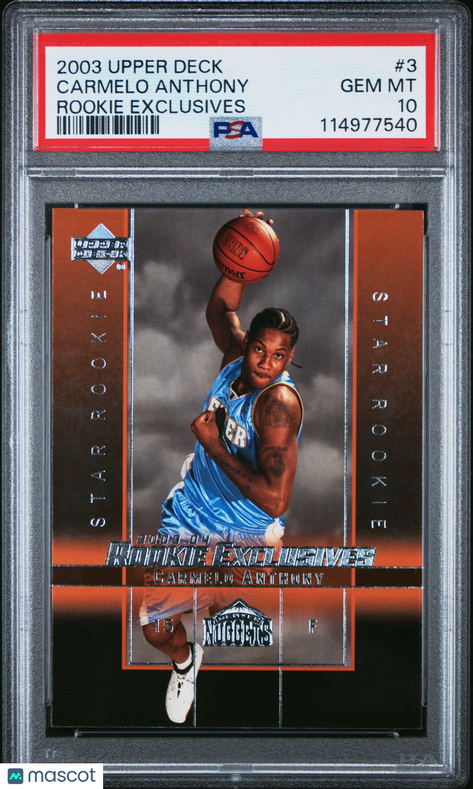 2003-04 Upper Deck Carmelo Anthony Rookie Exclusives PSA 10