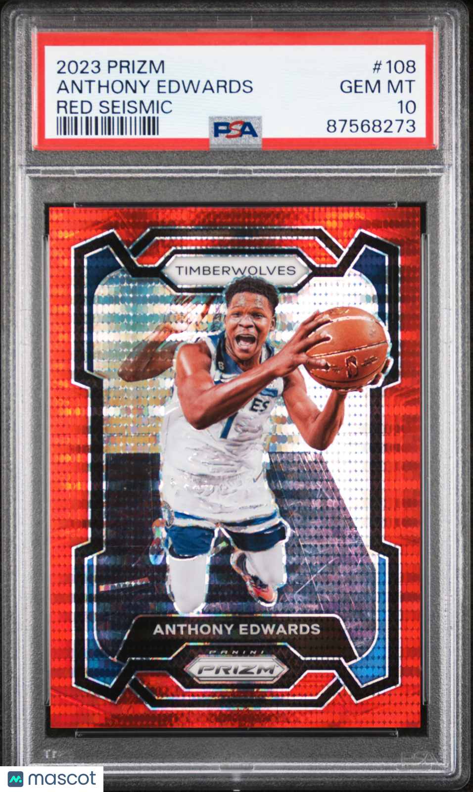 2023-24 Prizm Anthony Edwards Red Seismic /299 PSA 10