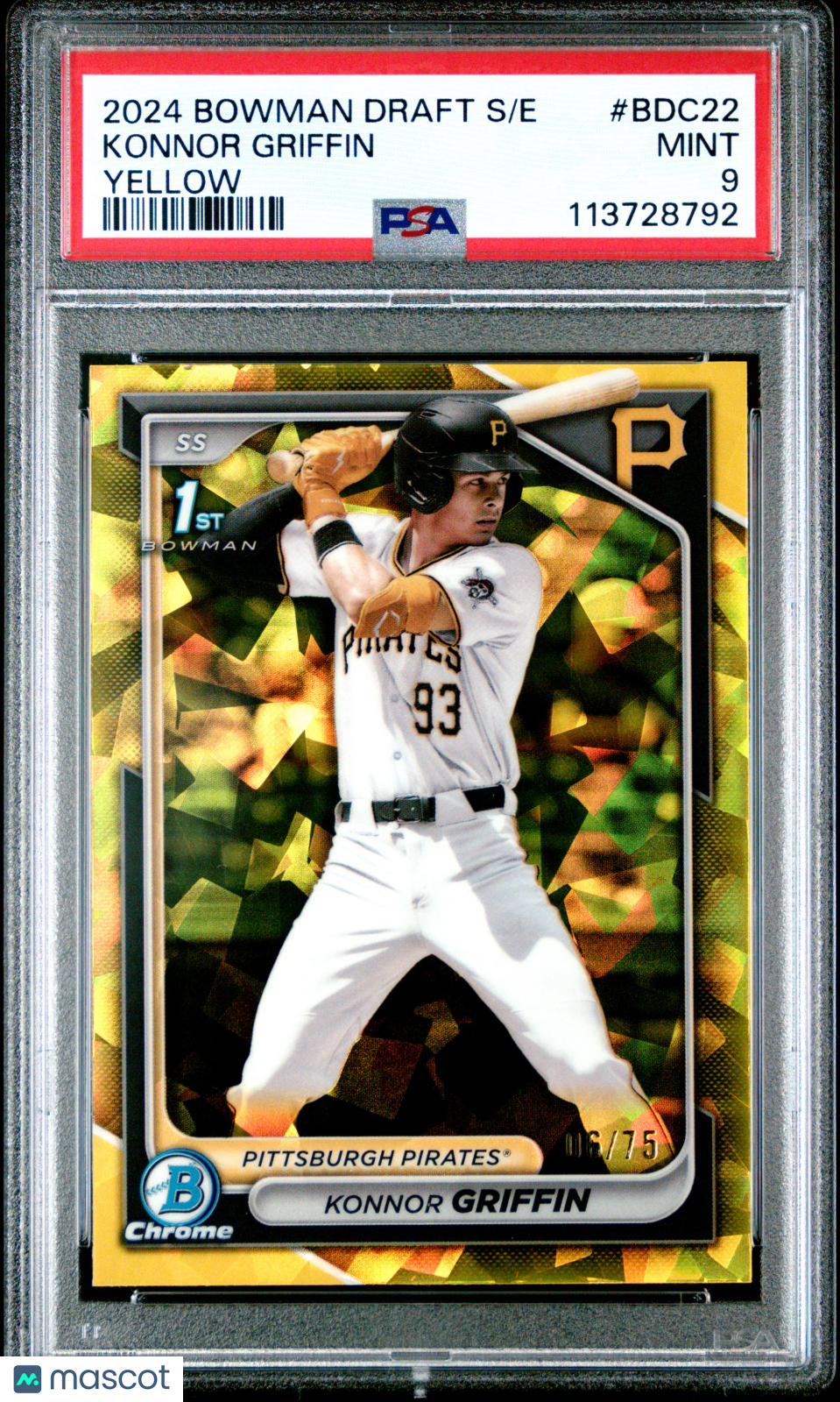 2024 Bowman Chrome Konnor Griffin Yellow Sapphire /75 PSA 9
