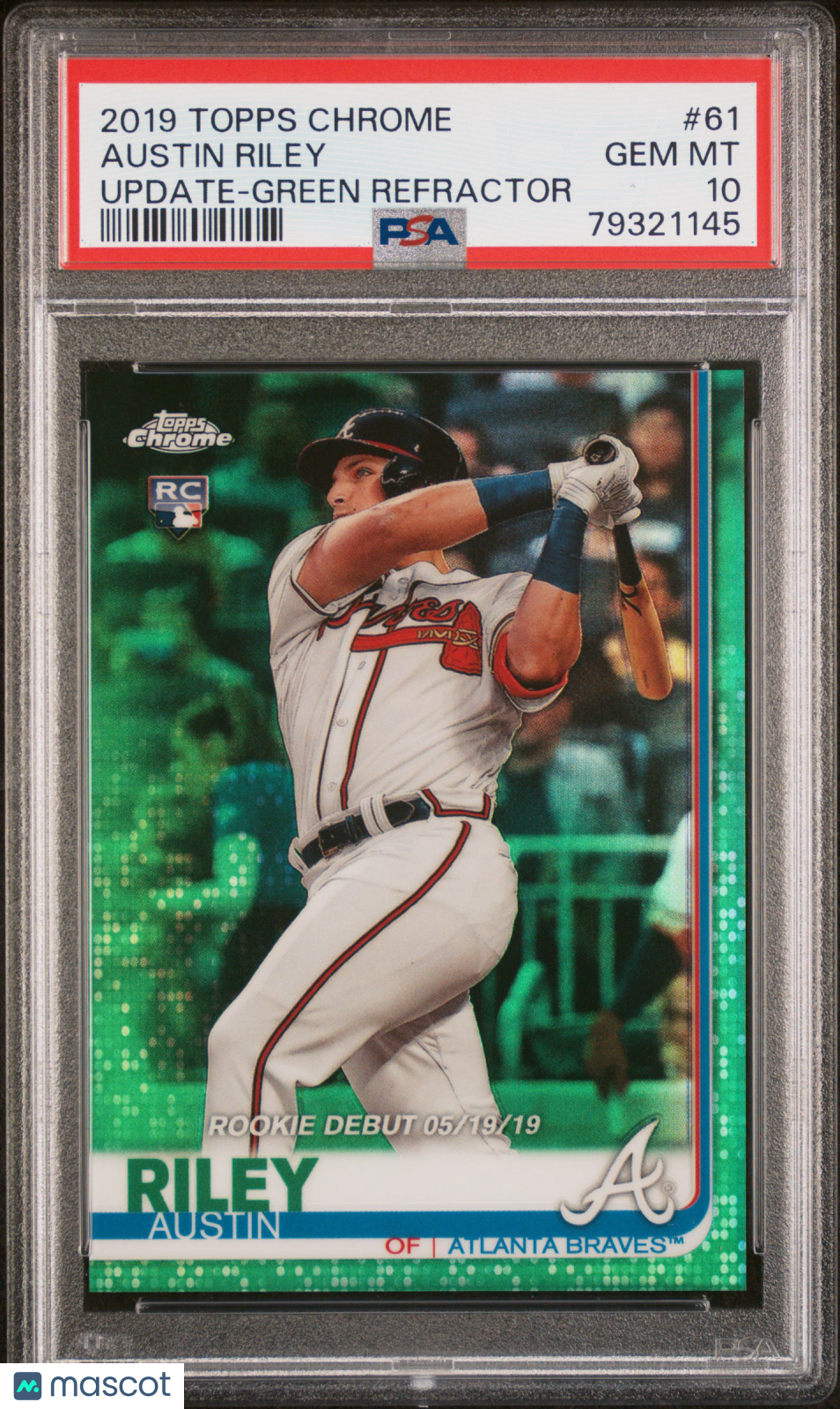 2019 Topps Chrome Austin Riley Green Refractor /99 Rookie PSA 10