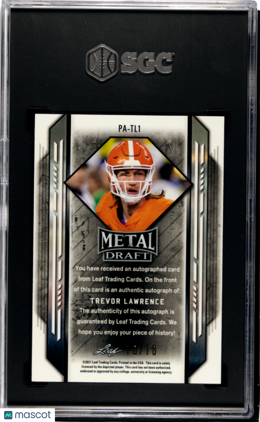 2021 Leaf Metal Draft Trevor Lawrence Auto /10 SGC 9.5/10 – The Card Capital