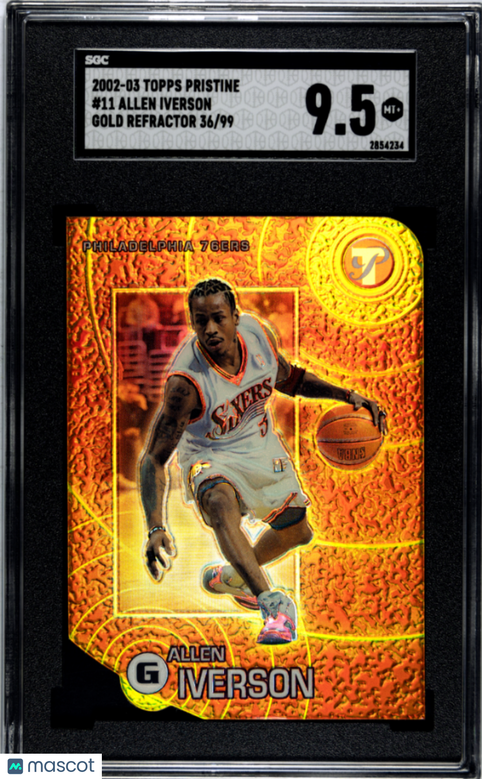 2002 Topps Pristine Allen Iverson Gold Refractor /99 SGC 9.5