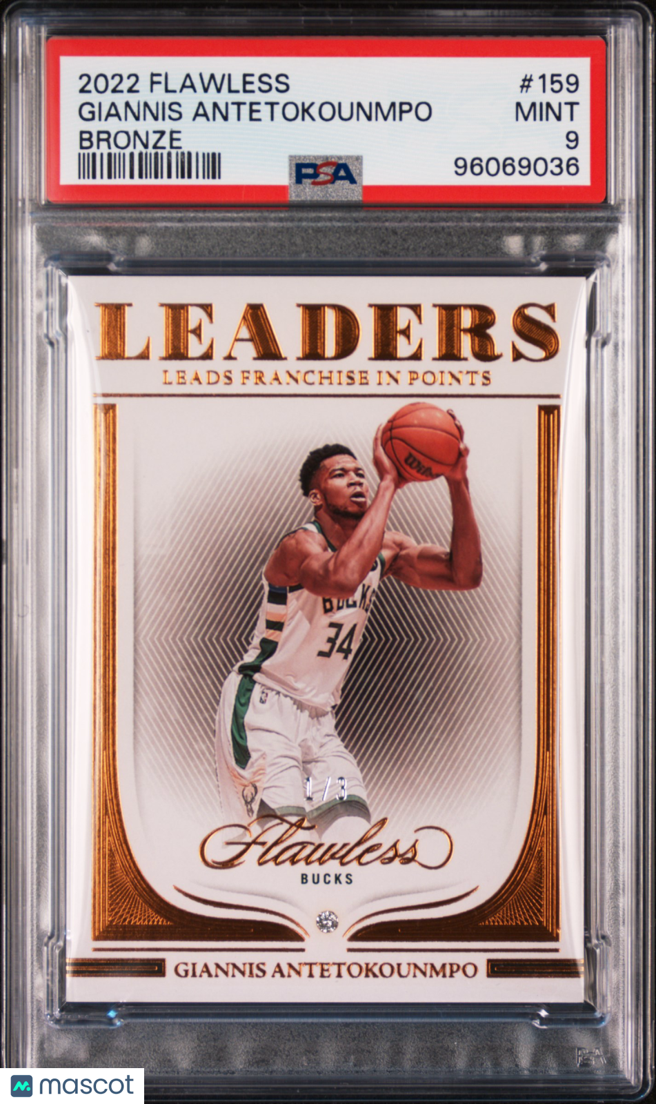 2022-23 Flawless Giannis Antentokounmpo Bronze Diamond Leaders /3 PSA 9