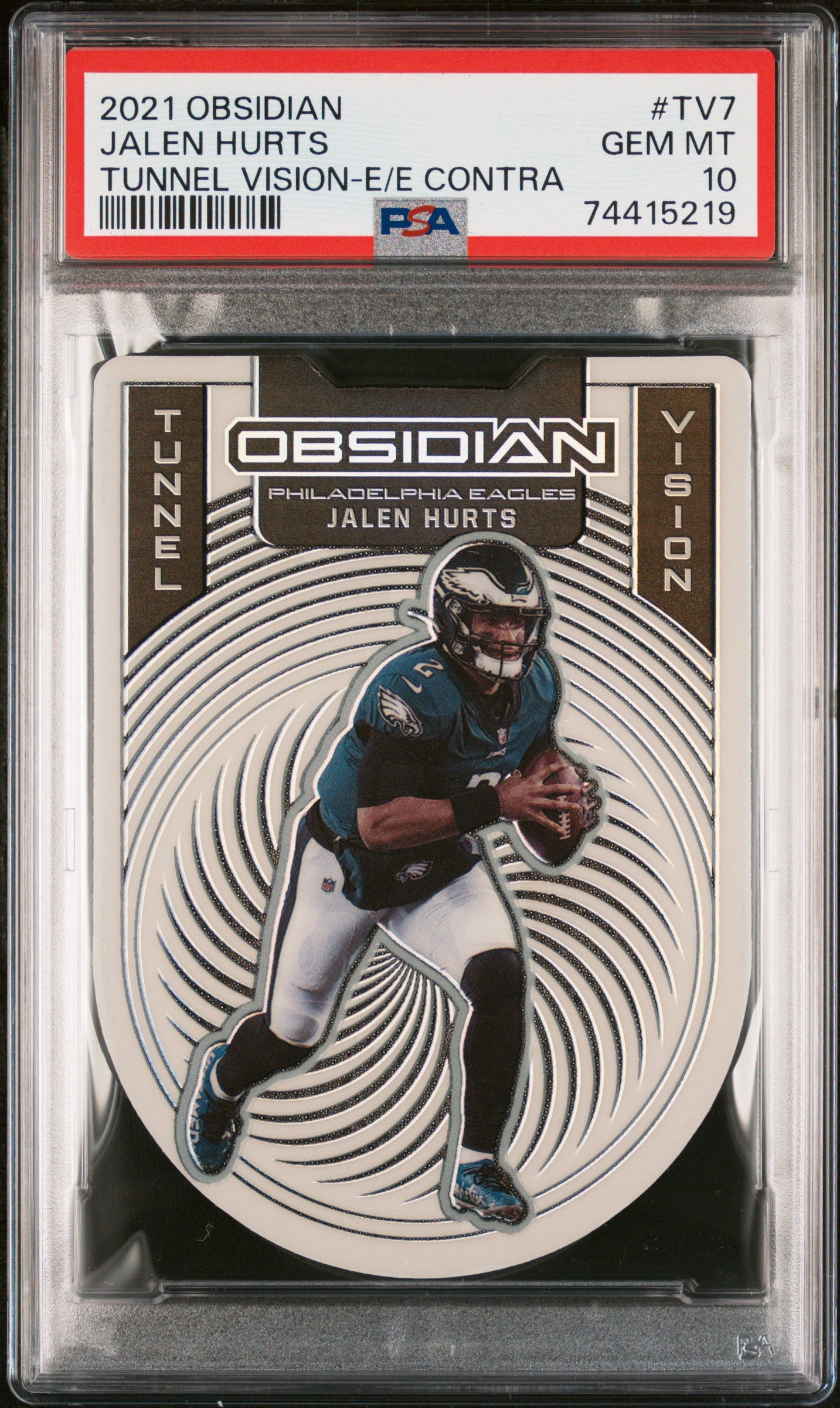 2021 Obsidian Jalen Hurts Tunnel Vision Electric Etch Contra PSA 10