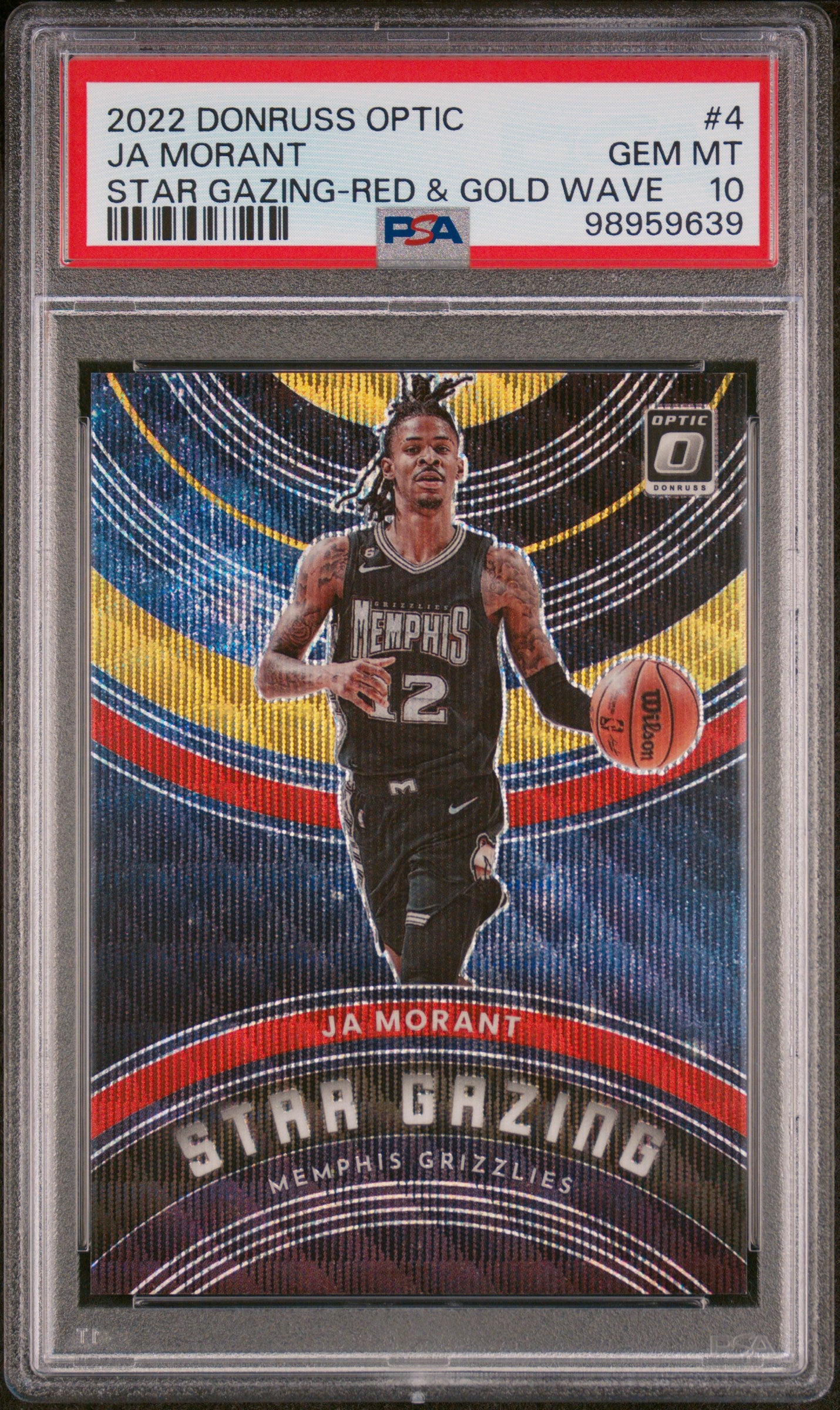 2022 Optic Ja Morant Star Gazing Red & Gold 80/99 PSA 10