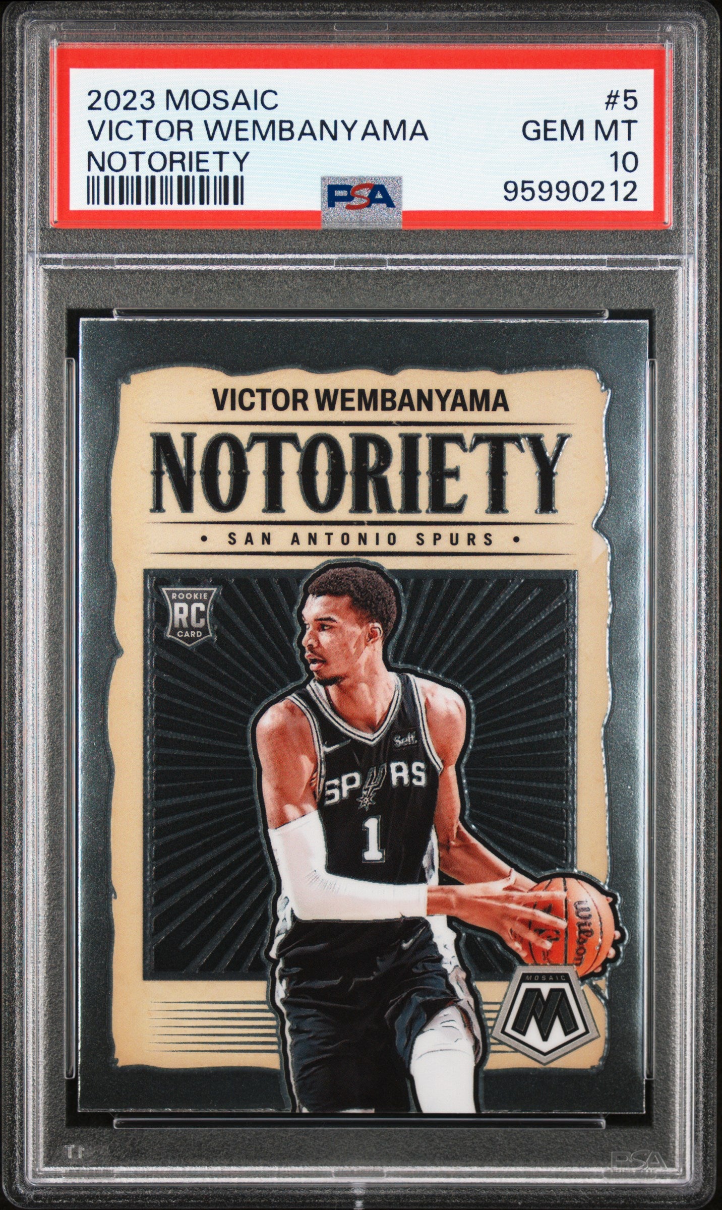 2023 Mosaic Victor Wembanyama Notoriety PSA 10 RC
