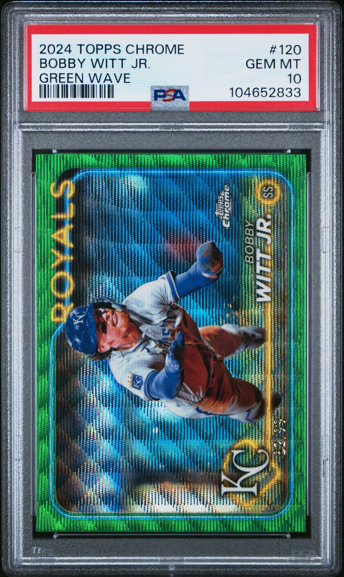 2024 Topps Chrome Bobby Witt Jr. Green Wave 82/99 PSA 10