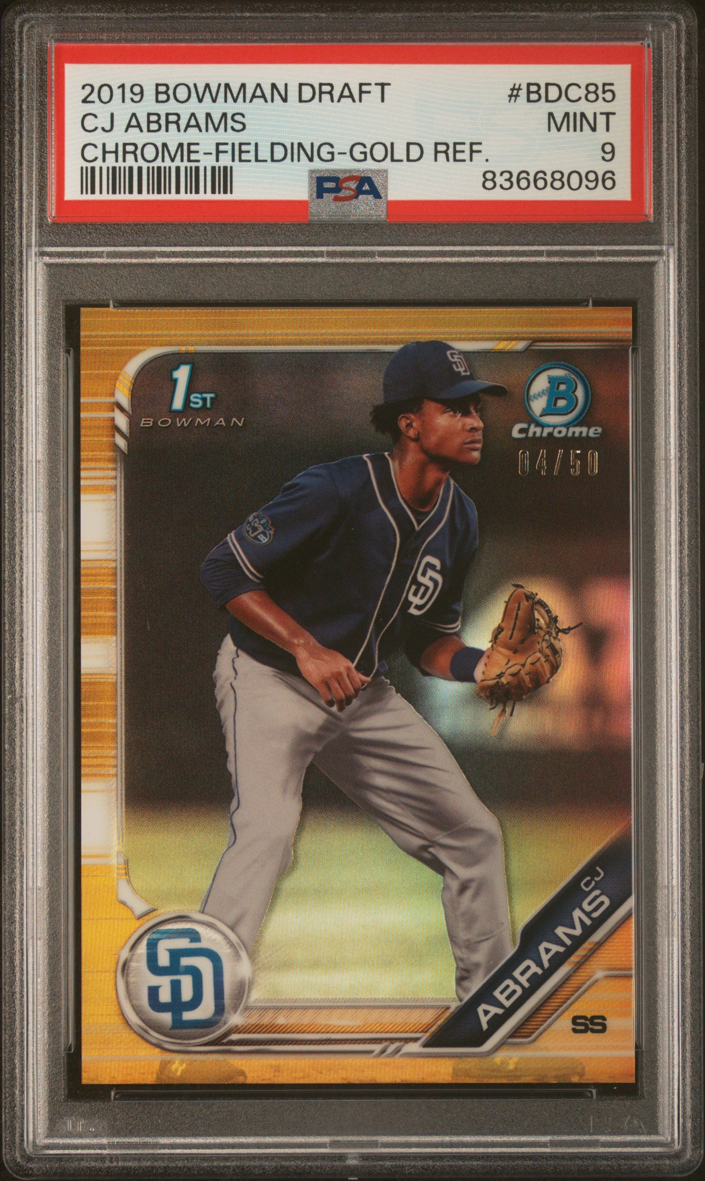 2019 Bowman Draft CJ Abrams Gold Refractor 04/50 PSA 9
