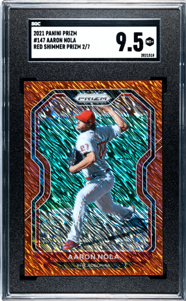2021 Prizm Aaron Nola Red Shimmer 2/7 SGC 9.5