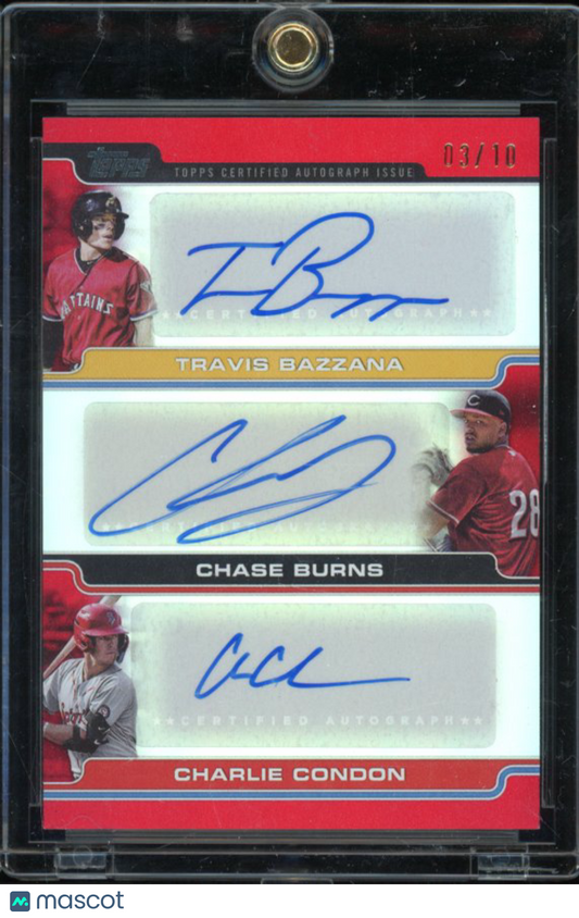 2025 Topps Pro Debut Bazzana Burns Condon Triple Auto Red /10