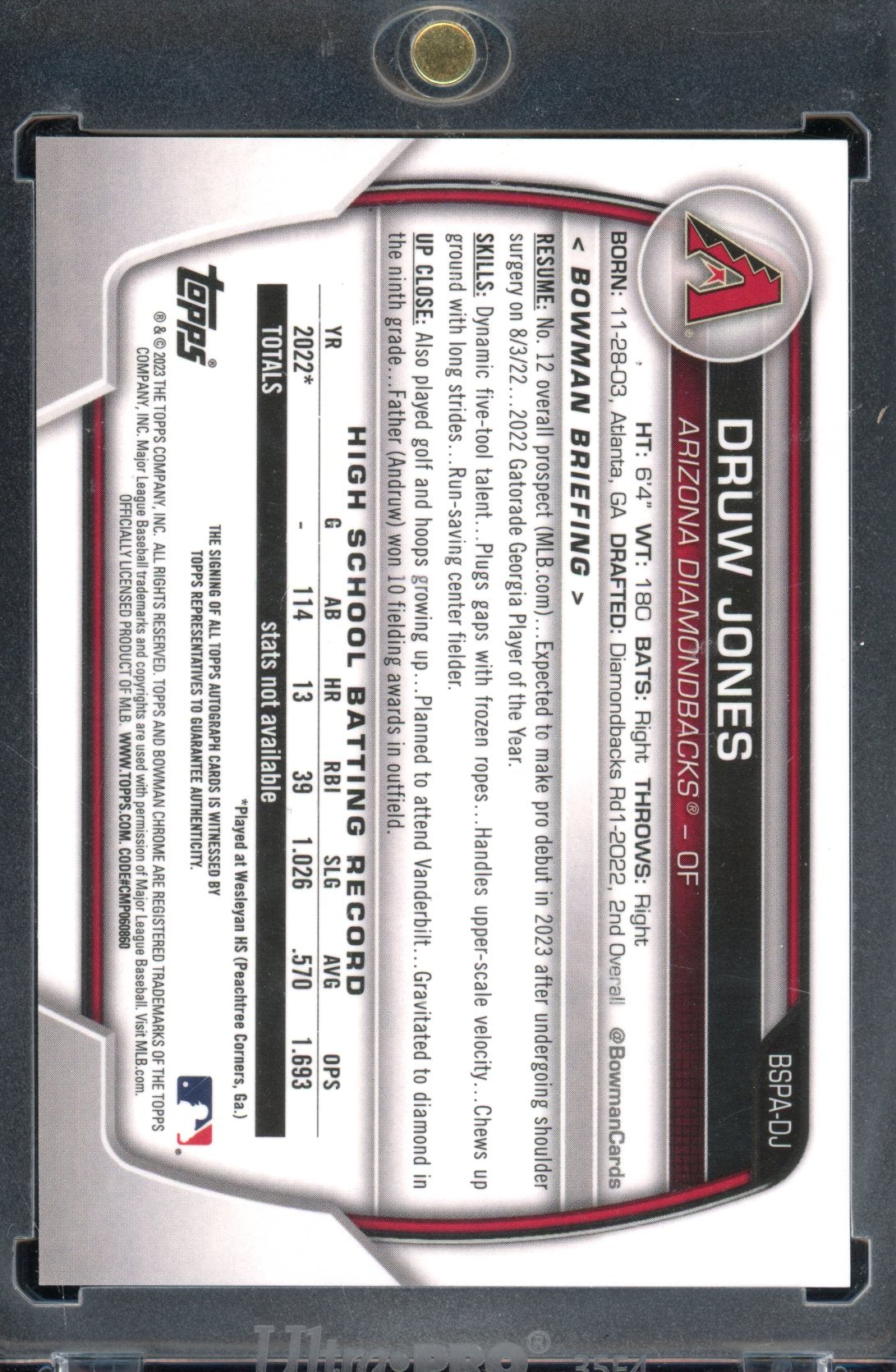 2023 Bowman Chrome Druw Jones Sapphire Auto