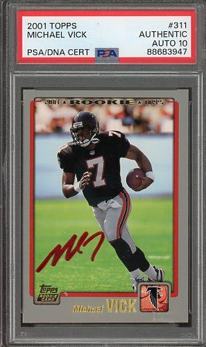 2001 Topps Michael Vick Auto RED INK #311 PSA Authentic AUTO 10 RC