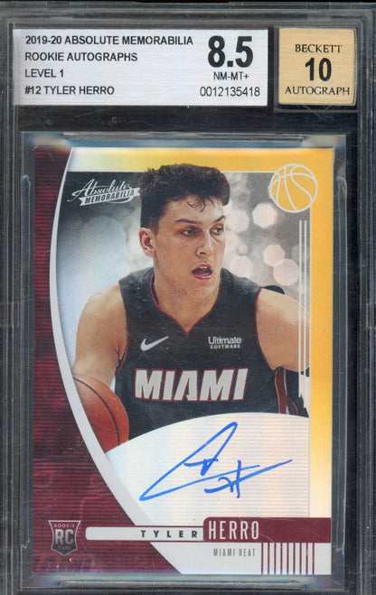 2019-20 Absolute Tyler Herro Level 1 Rookie Auto BGS 8.5/10