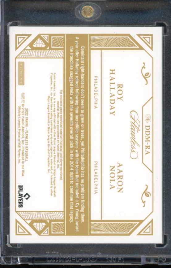 2022 Flawless Roy Halladay Aaron Nola Dual Patch /15