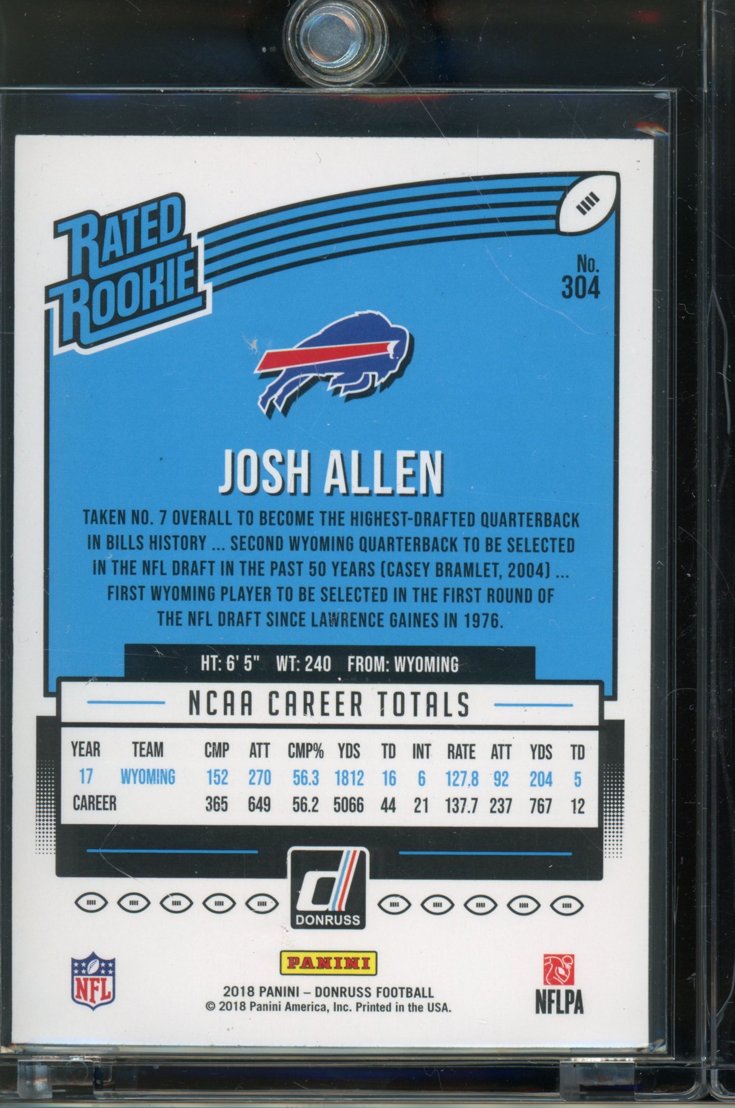 2018 Donruss Rated Rookie Josh Allen #304 RC