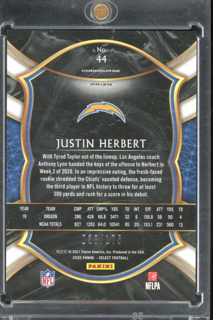 2020 Select Justin Herbert Blue Prizm 038/175 RC