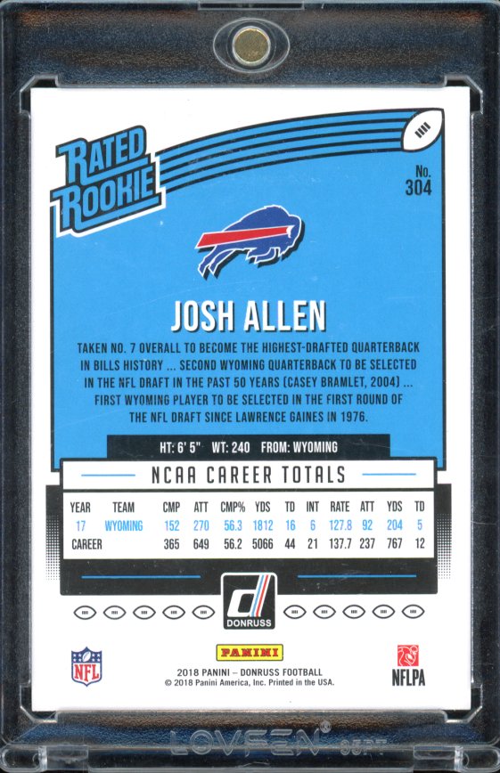 2018 Donruss Josh Allen Rated Rookie #304