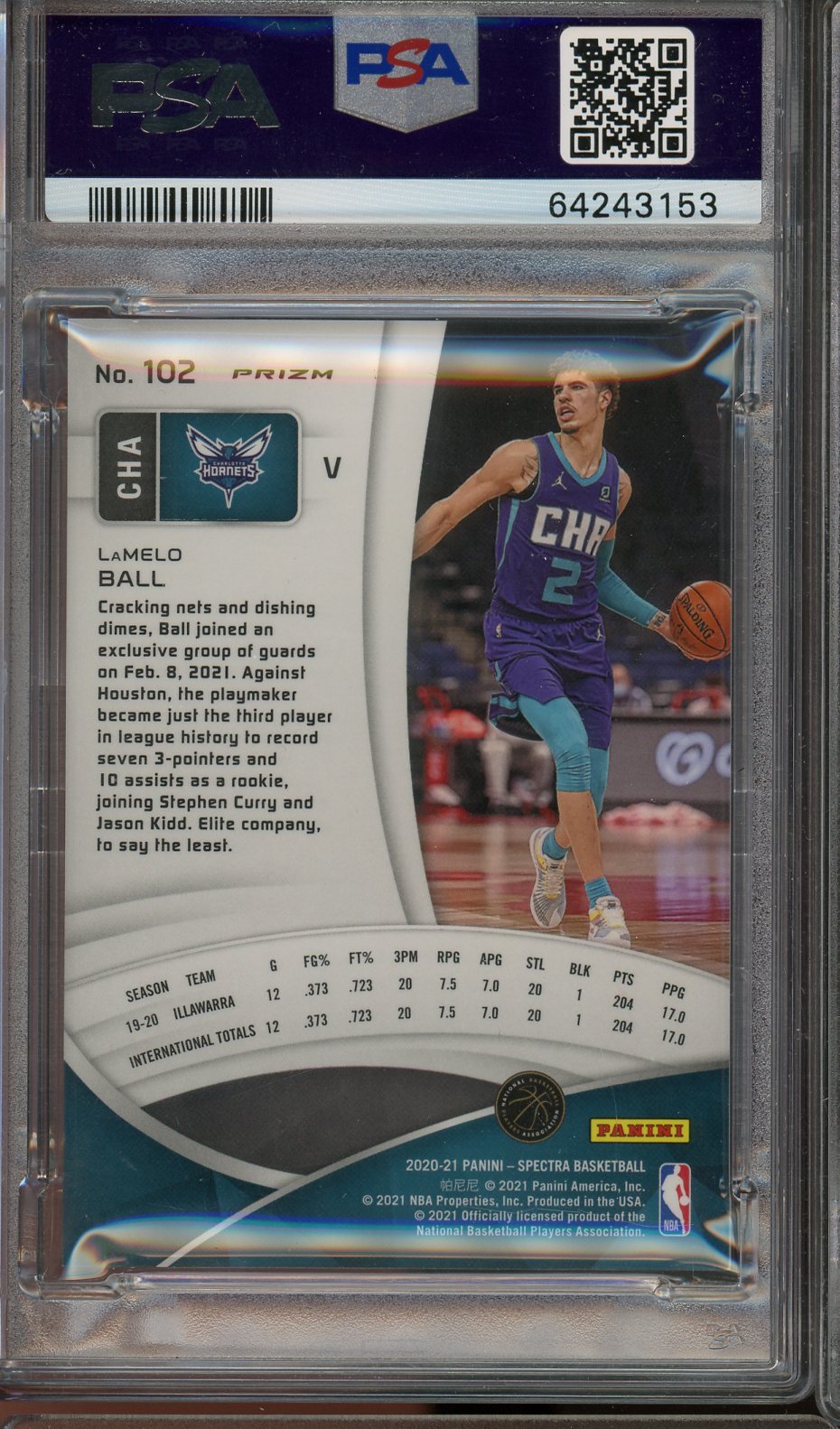 2020 Spectra Lamelo Ball Variation Silver #102 PSA 10 RC