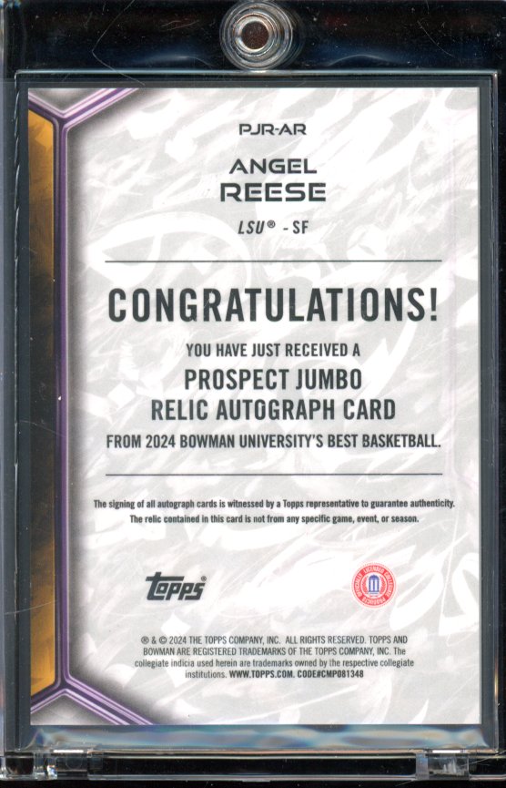 2024 Bowman U Best Angel Reese Patch Auto