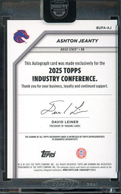 2025 Topps Industry Conference Ashton Jeanty Auto /10 Black