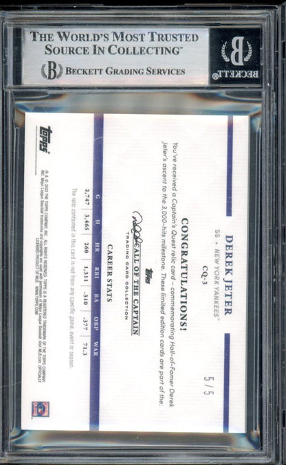 2022 Topps Derek Jeter Call Of The Captain's Quest 5/5 BGS 9