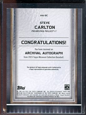 2023 Topps Museum Steve Carlton Auto #AA-SC /99