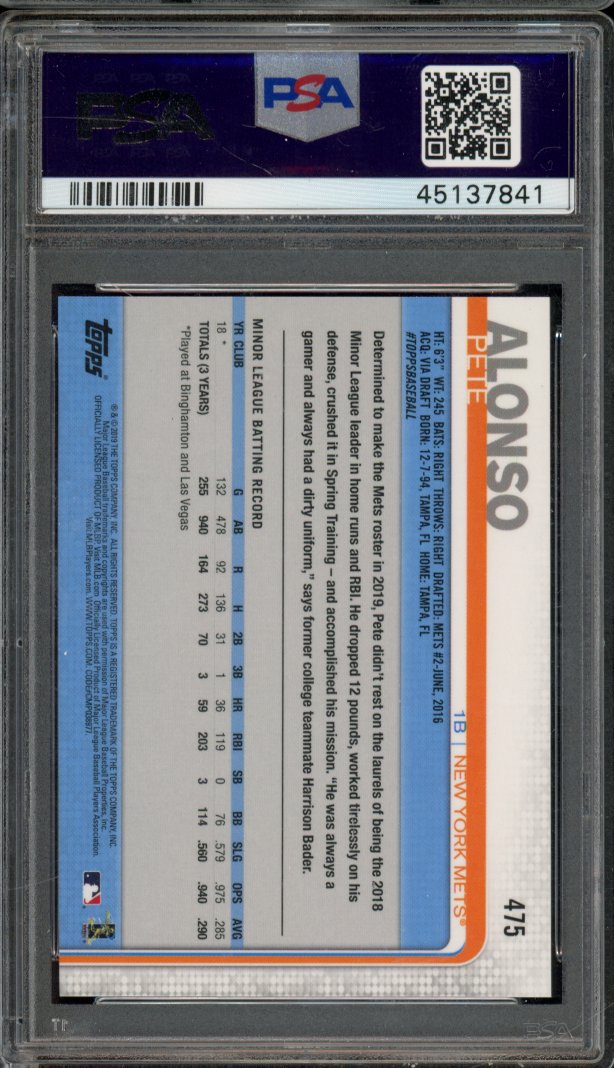 2019 Topps Pete Alonso 3D Rookie Demand PSA 10