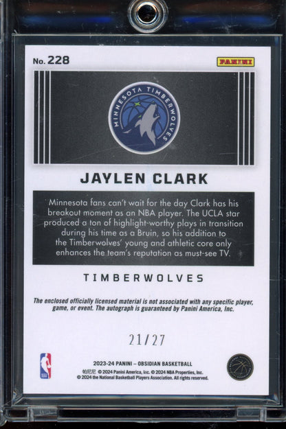 2023 Obsidian Jaylen Clark Electric Etch Blue Patch Auto 21/27 RC