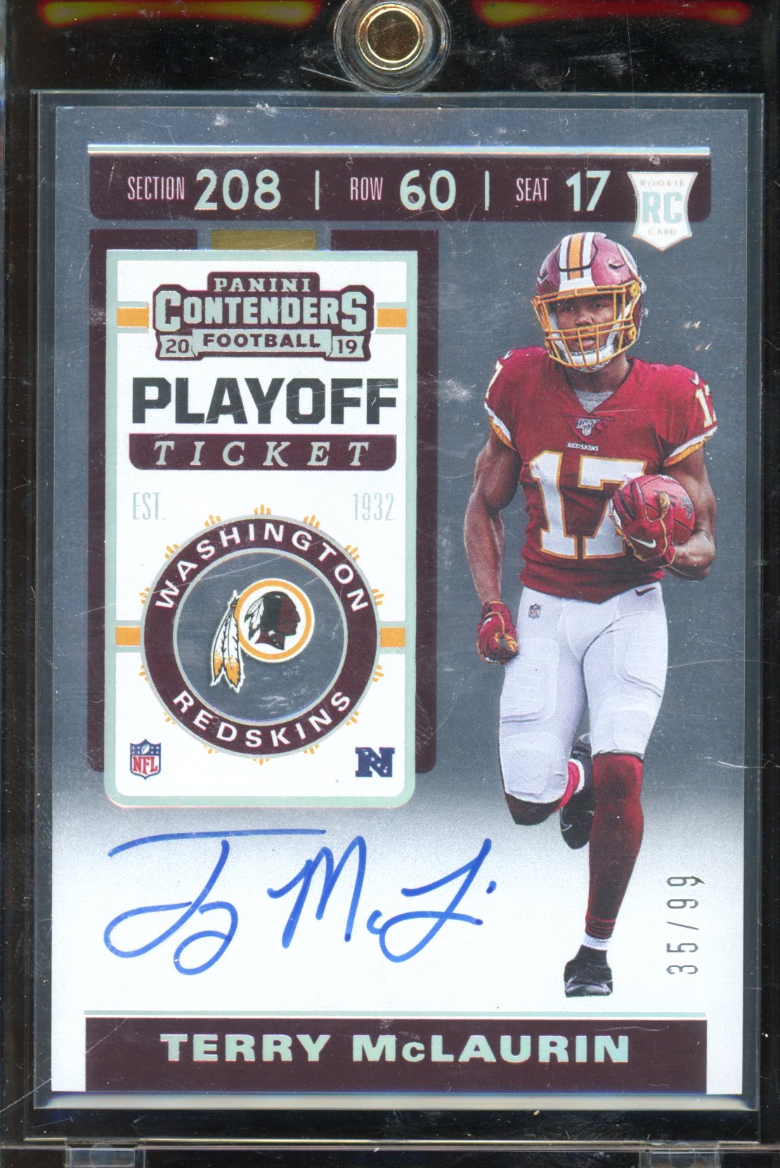 2019 Contenders Terry McLaurin Playoff Ticket Auto 35/99 RC CLEAN