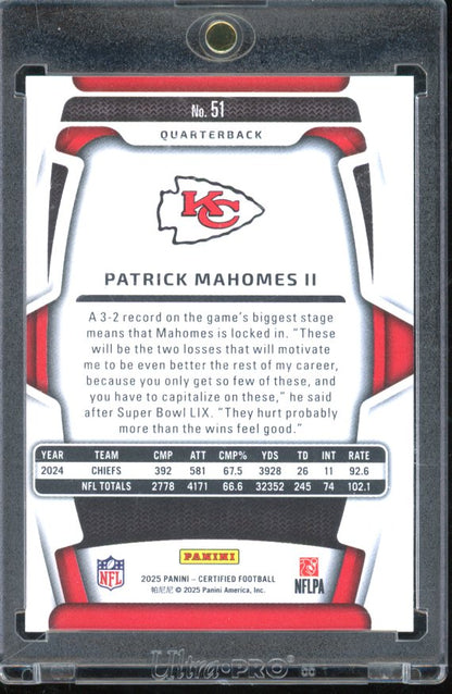 2025 Certified Patrick Mahomes Gold Mirror /10