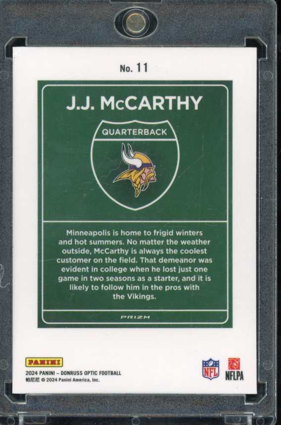 2024 Optic JJ Mccarthy Optic Rookie Downtown Case Hit
