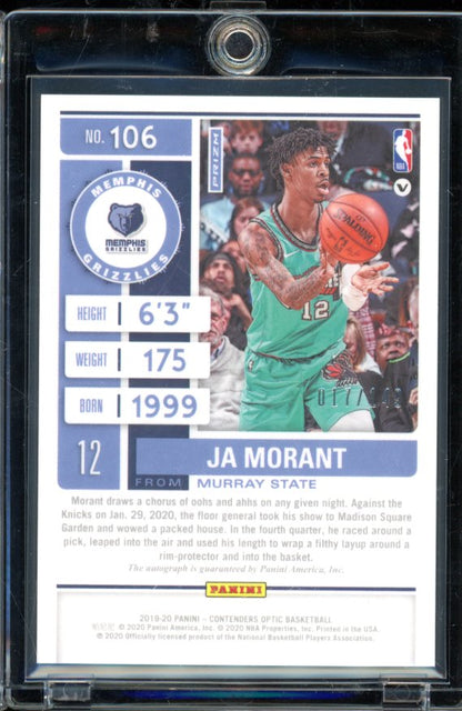 2019-20 Contenders Optic Ja Morant Red Rookie Auto /149