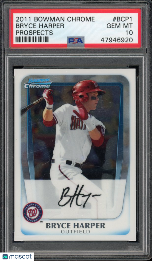 2011 Bowman Chrome Bryce Harper Prospects PSA 10