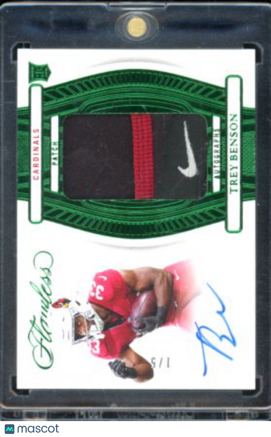 2024 Flawless Trey Benson Green /5 Rookie Patch Auto