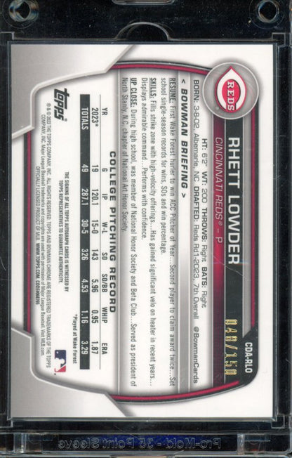 2023 Bowman Chrome Rhett Lowder Blue 1st Auto /150