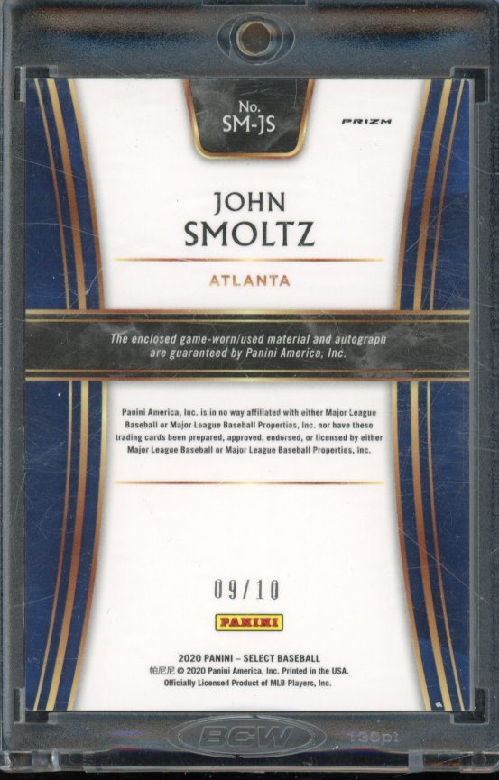 2020 Select John Smoltz Gold Patch Auto /10 GU