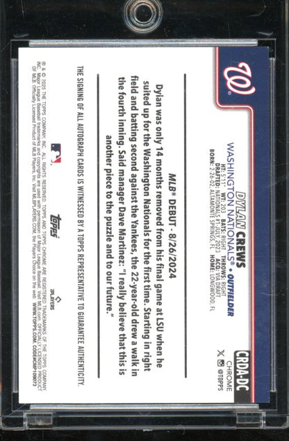 2025 Topps Chrome Dylan Crews Gold Wave Rookie Auto /50