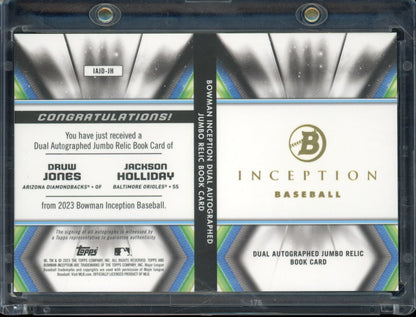 2023 Inception Druw Jones Jackson Holliday Dual Booklet Patch Auto /50