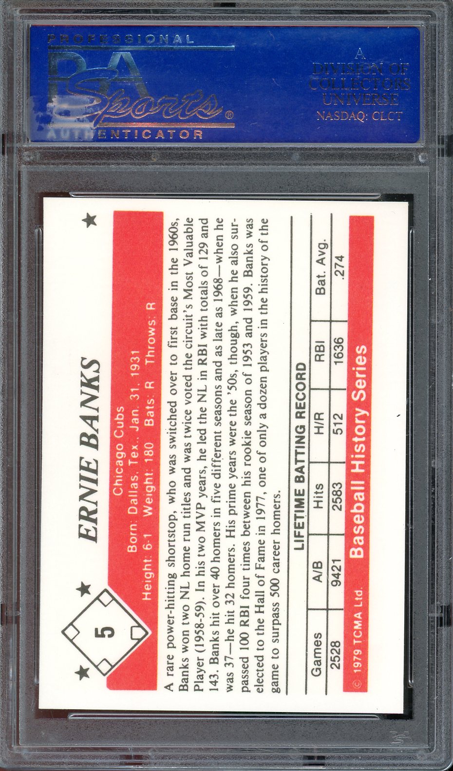1979 TCMA Baseball Ernie Banks History Series #5 PSA 10