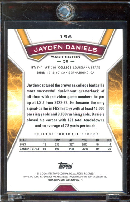 2024 Topps Resurgence Jayden Daniels Yellow Surge Rookie /225