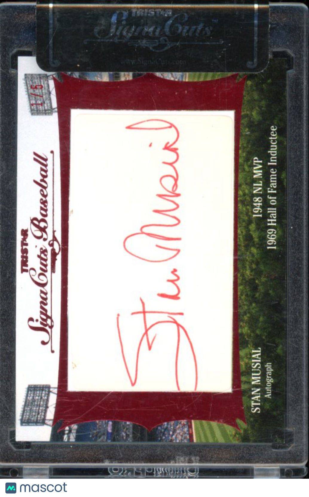 2012 Tristar Signacuts Stan Musial Lou Boudreau Cut Auto 1/5