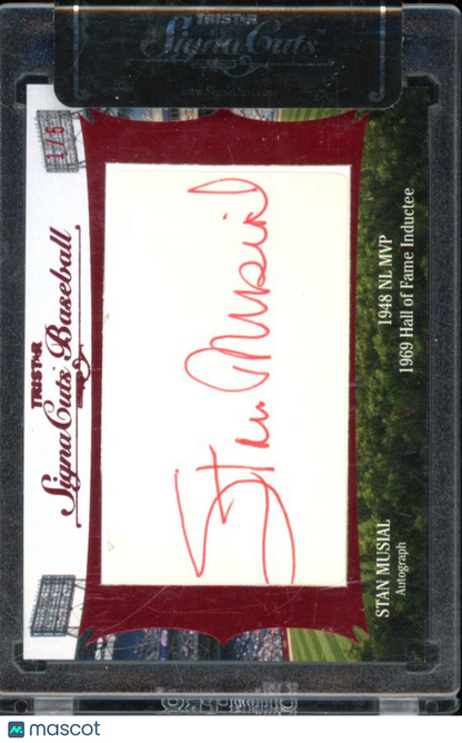 2012 Tristar Signacuts Stan Musial Lou Boudreau Cut Auto 1/5
