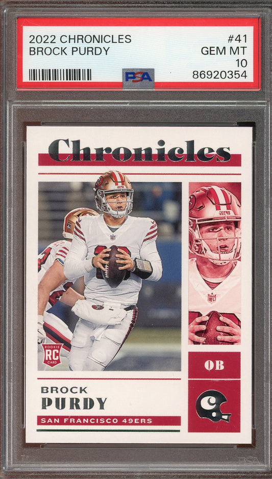 2022 Chronicles Brock Purdy #41 PSA 10 RC Rookie