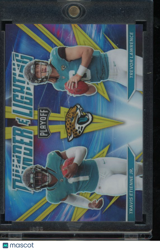 2021 Playoff Travis Etienne Trevor Lawrence Thunder & Lighting Rookie /10 Gold