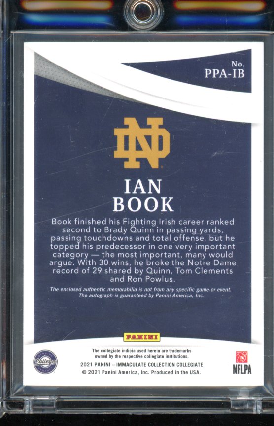 2021 Immaculate Ian Book Rookie Patch Auto /10