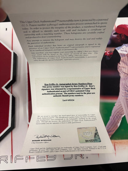 Ken Griffey Jr Signed Number Pieces UDA W/ Original COA