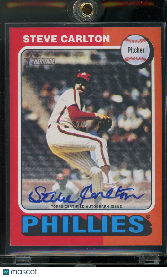 2024 Topps Heritage High Number Steve Carlton Reverse ROA Auto